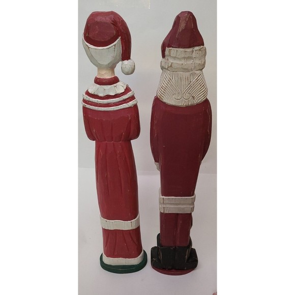 20" Wood Santa & Mrs Claus Pier 1 Christmas - Picture 5 of 9